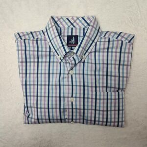 Johnnie-O Prep-Formance Shirt Mens Medium Purple Haze Plaid Long Sleeve Stretch